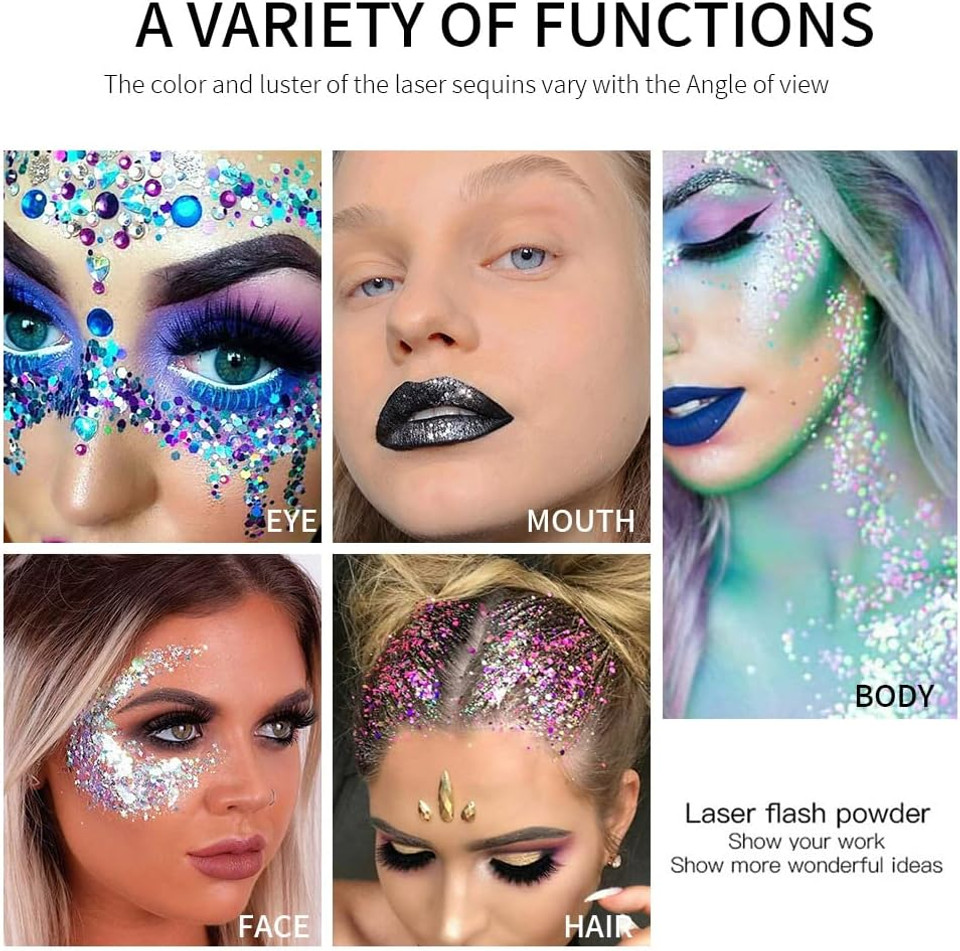Julystar Makeup Blue Sequins Liquid eye shadow Liquid Stage Makeup Face Body Flash Colorful eye shadow Set (B group) Julystar Makeup Blue Sequins Liquid eye shadow Liquid Stage Makeup Face Body Flash Colorful eye shadow Set (B group)