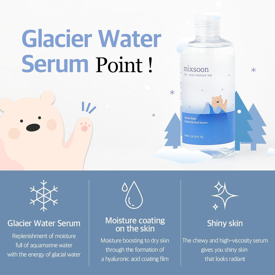 [Mixsoon] Glacier Water Hyaluronic Acid Serum 10.14 Fl Oz / 300Ml | Hyaluronic Serum For Skin Soothing And Skin Moisturization | Cruelty-Free