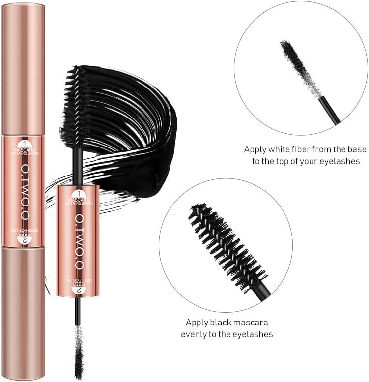 O.TWO.O Miracle 2 in 1 Waterproof Black Mascara With Lengthening Fibres, 8g