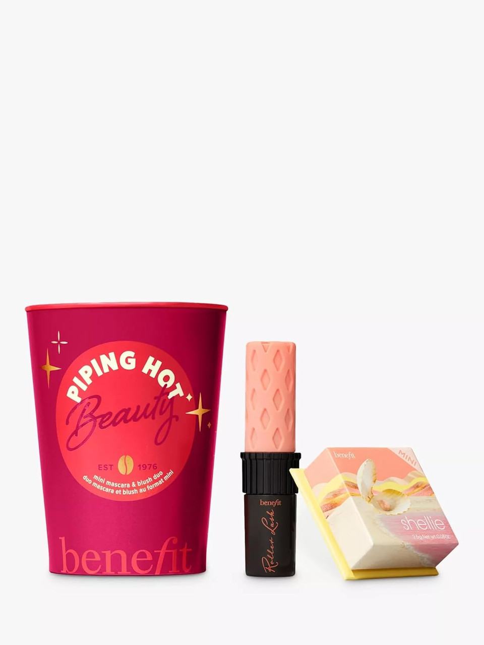 Piping Hot Beauty Gift Set including TRAVEL-SIZE Roller Lash Mascara and Shellie Blush