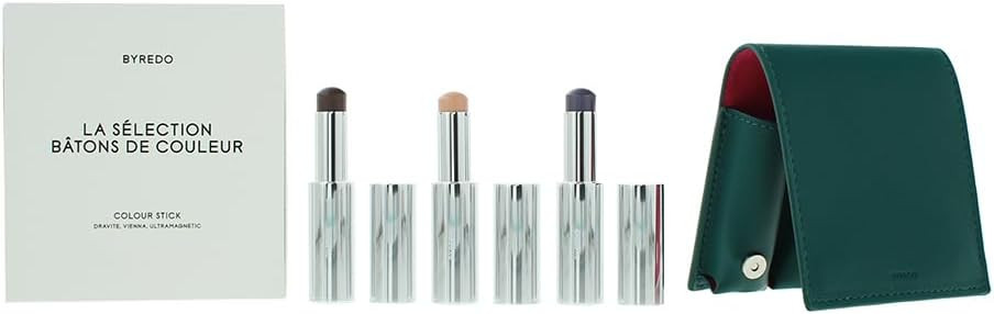 Byredo Deep Teal Set Of 3 + Leather Pouch: Solar Flare, Flower Play, Kumato Face