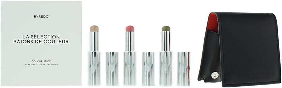 Byredo Orange Set Of 3 + Leather Pouch: Solar Flare, Flower Play, Kumato Face St