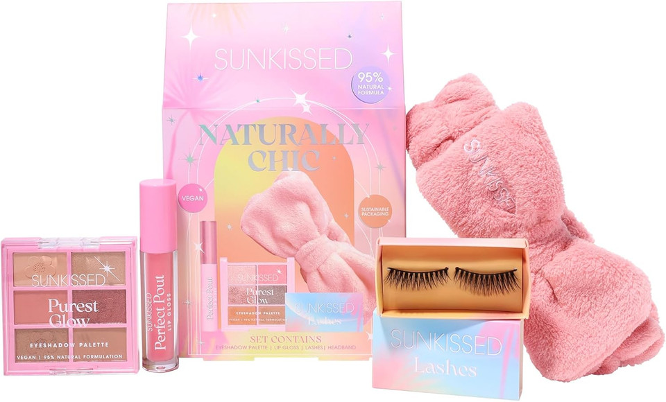 Sunkissed Naturally Chic Makeup Set - Pink, Unisex, 4-Piece, Party Wear, Vegan, Eco-Friendly
