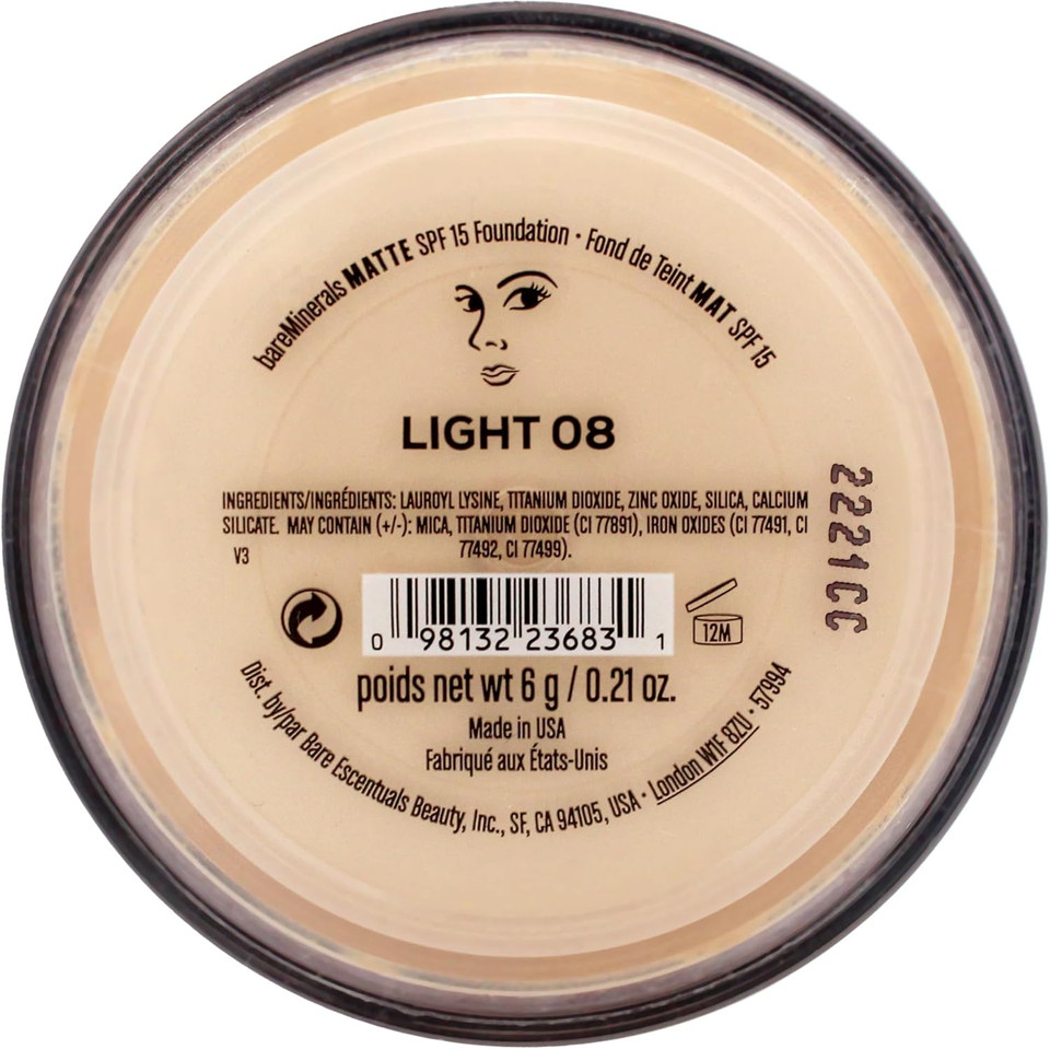 Matte Foundation SPF 15 - Light (W15) by bareMinerals for Women - 0.21 oz Foundation