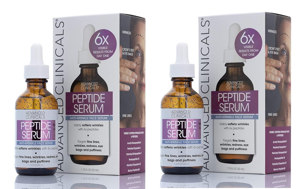 Advanced Clinicals Peptide Facial Serum Moisturizer Skin Care Oil For Face, Wrinkles, Fine Lines, & Puffiness. 6X Peptide Concentrate W/Collagen Plumps, Lifts, & Evens Skin Tone, 1.75 Fl Oz (2-Pack)Peptide Face Serum1.75 Fl Oz (Pack Of 2)