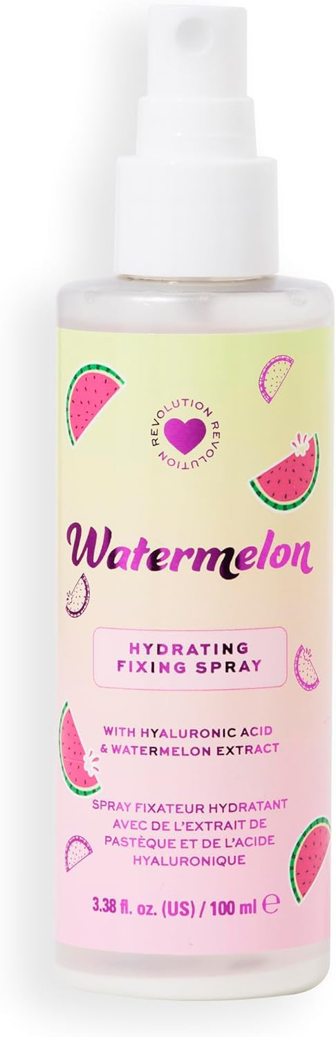 I Heart Revolution Watermelon Dewy Fixing Spray, Lightweight, Dewy Formula, Vegan & Cruelty-Free, 100ml