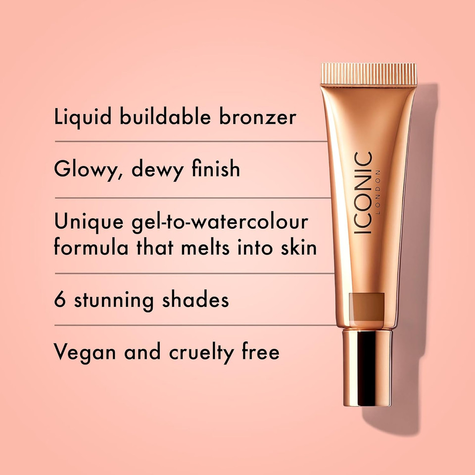 ICONIC London Sheer Bronze - Liquid Bronzer for a Radiant and Luminous Skin, Spiced Tan, 12.5ml