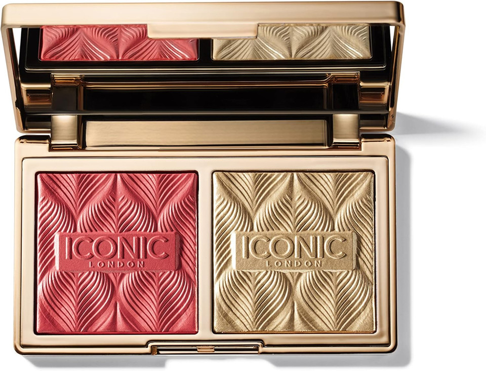 ICONIC London Silk Glow Duo | Hybrid Gel-Powder Blush & Highlighter Compact | For Radiant & Glowing Skin | 100% Vegan & Cruelty Free | Coral Glow