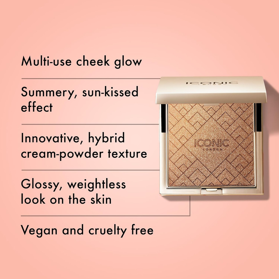 ICONIC LONDON Kissed by the Sun Multi-Use Cheek Glow Illuminator | Highlighter Makeup, Bronzer, Oh Honey, 5 g