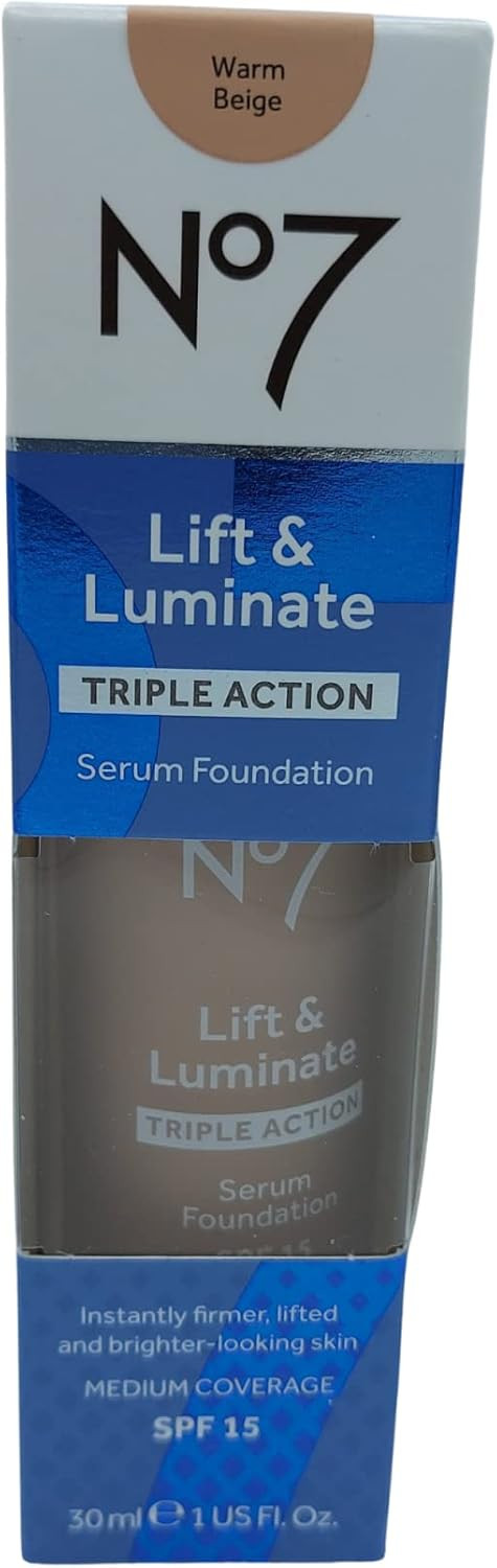 No7 Lift & Luminate TRIPLE ACTION Serum Foundation 30ml SPF15 - Warm Beige
