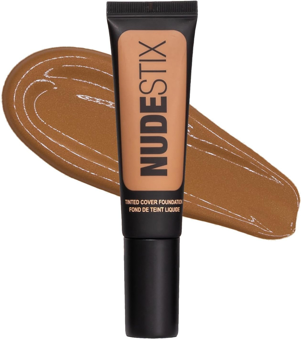 Nudestix Tinted Cover Liquid Foundation, Buildable Coverage for Even Skin Tone, Flawless Natural Lightweight Makeup Finish, Shade: Nude 8, 0.84 fl oz (25 ml)