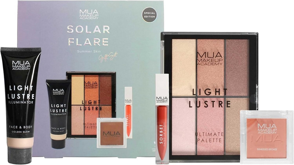 MUA SOLAR FLARE 4PC (ILLUMINATOR, FACE PALETTE, BRONZER & LIP GLOSS) MUA SOLAR FLARE 4PC (ILLUMINATOR, FACE PALETTE, BRONZER & LIP GLOSS)