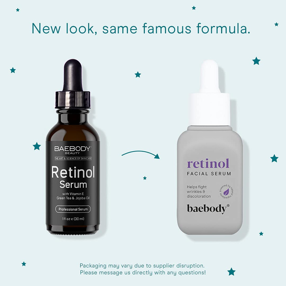 Baebody Critically Acclaimed Retinol Topical Facial Serum With Vitamin E, Hyaluronic Acid, Jojoba Oil, 1 Ozretinol Serum