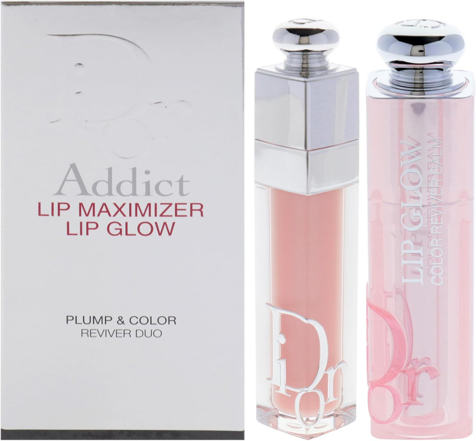 Dior Addict Lip Maximizer and Lip Glow Duo by Christian Dior for Women - 2 Pc 0.20oz Dior Addict Lip Maximizer - 001 Pink, 0.11oz Dior Addict Lip Glow - 001 Pink