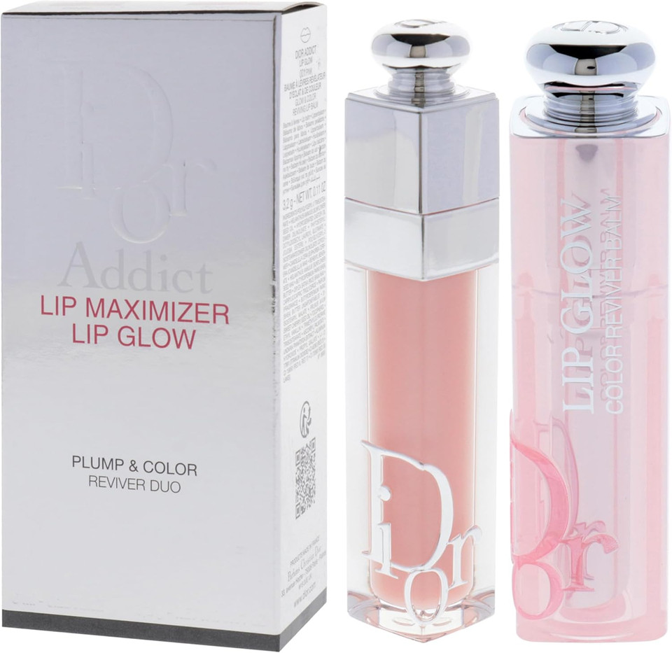 Dior Addict Lip Maximizer and Lip Glow Duo by Christian Dior for Women - 2 Pc 0.20oz Dior Addict Lip Maximizer - 001 Pink, 0.11oz Dior Addict Lip Glow - 001 Pink