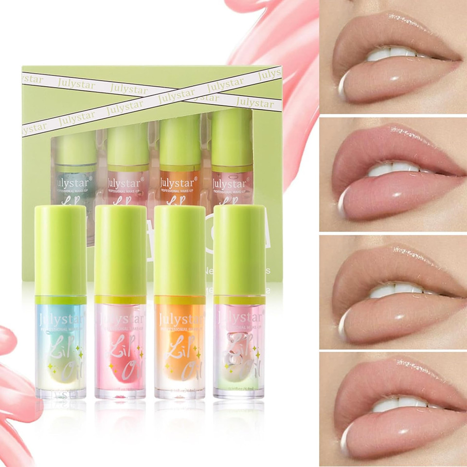 Julystar 4PCS Moisturizing Lip Glaze - Non-Sticky Hydration for Smooth, Glossy Lips - Affordable Luxury Lip Gloss Set Julystar 4PCS Moisturizing Lip Glaze - Non-Sticky Hydration for Smooth, Glossy Lips - Affordable Luxury Lip Gloss Set