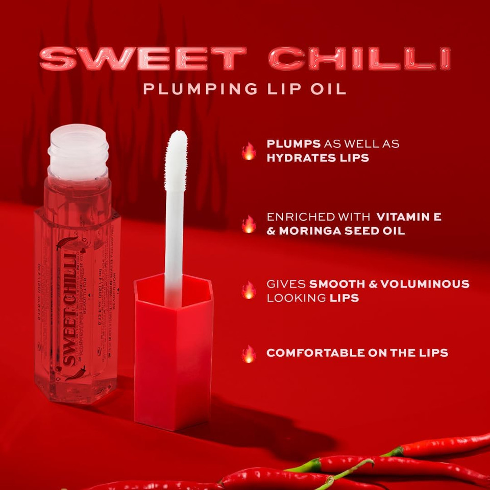 I Heart Revolution, Sweet Chilli Lip Oil, Plumping Effect, Glossy Finish, Contains Vitamin E, Clear, 4ml