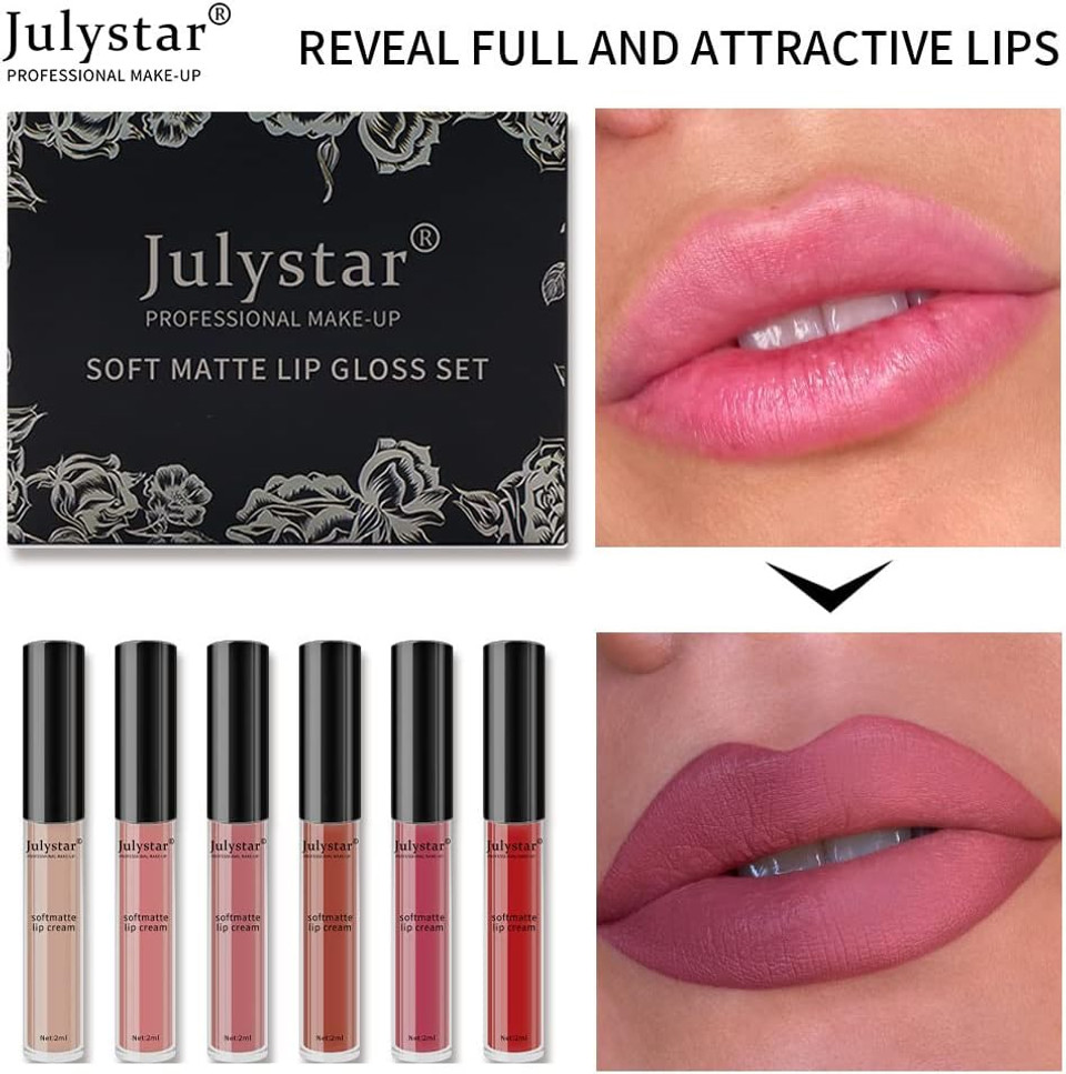 Julystar Matte Lip Glaze Set Colorful Lipstick Lip gloss set Julystar Matte Lip Glaze Set Colorful Lipstick Lip gloss set