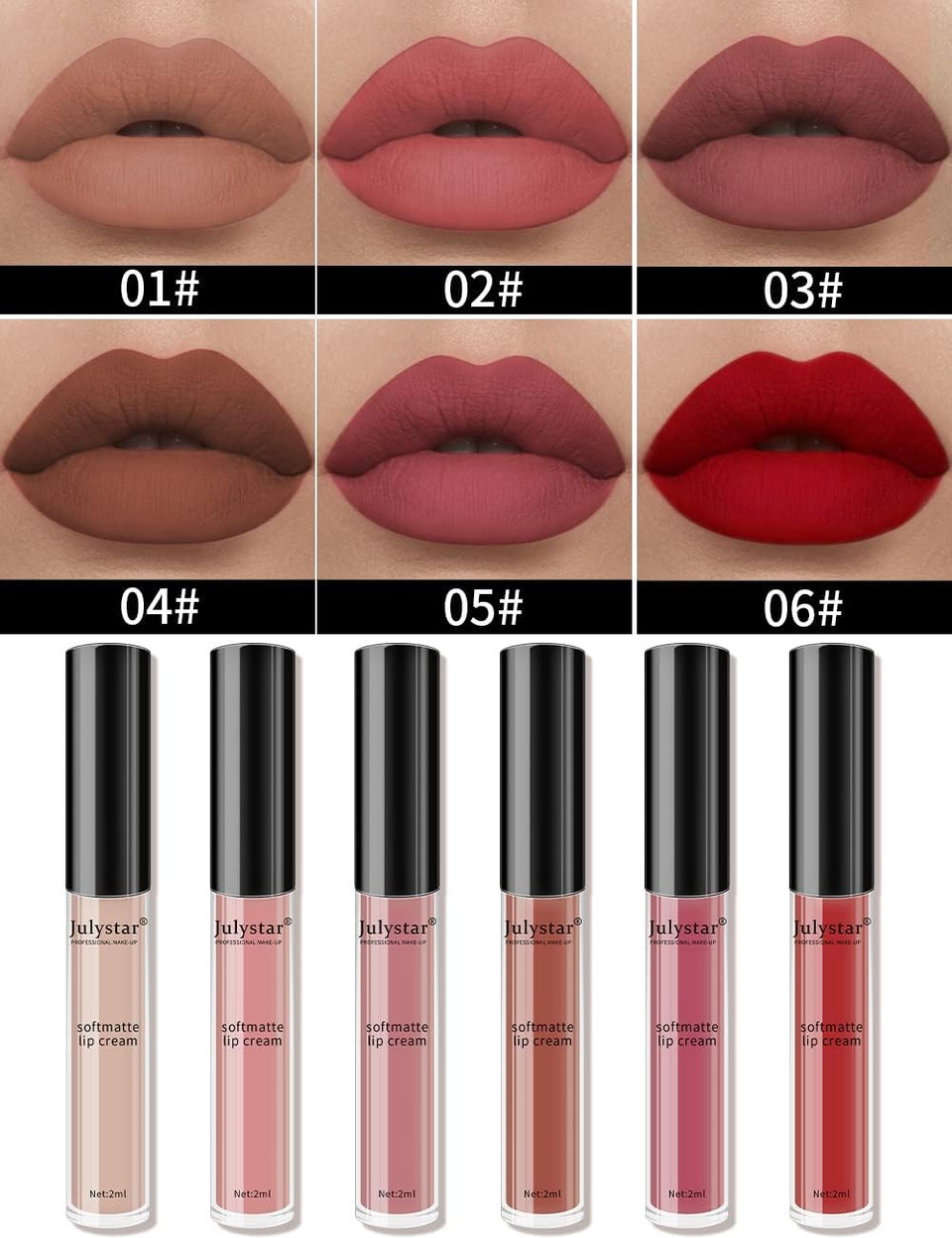 Julystar Matte Lip Glaze Set Colorful Lipstick Lip gloss set Julystar Matte Lip Glaze Set Colorful Lipstick Lip gloss set