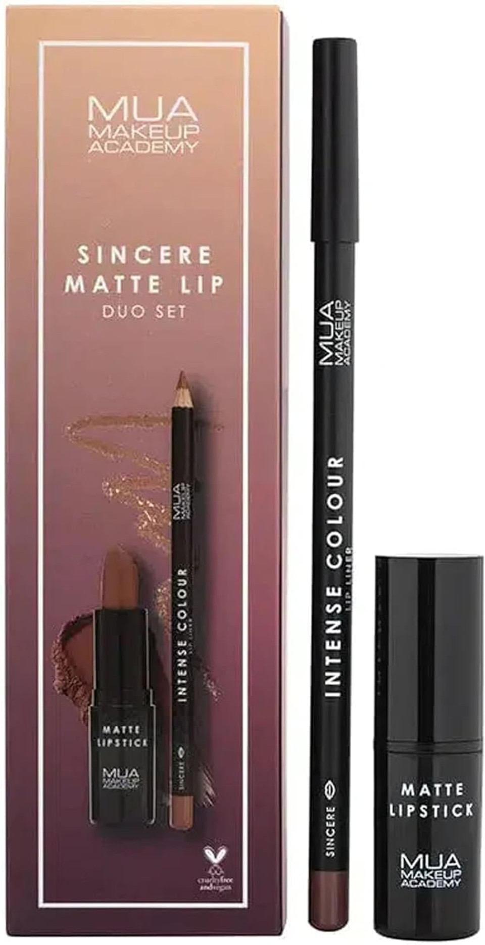 MUA Sincere Matte Lip Set (Intense Color Lip Liner & Matte Lipstick) - Red