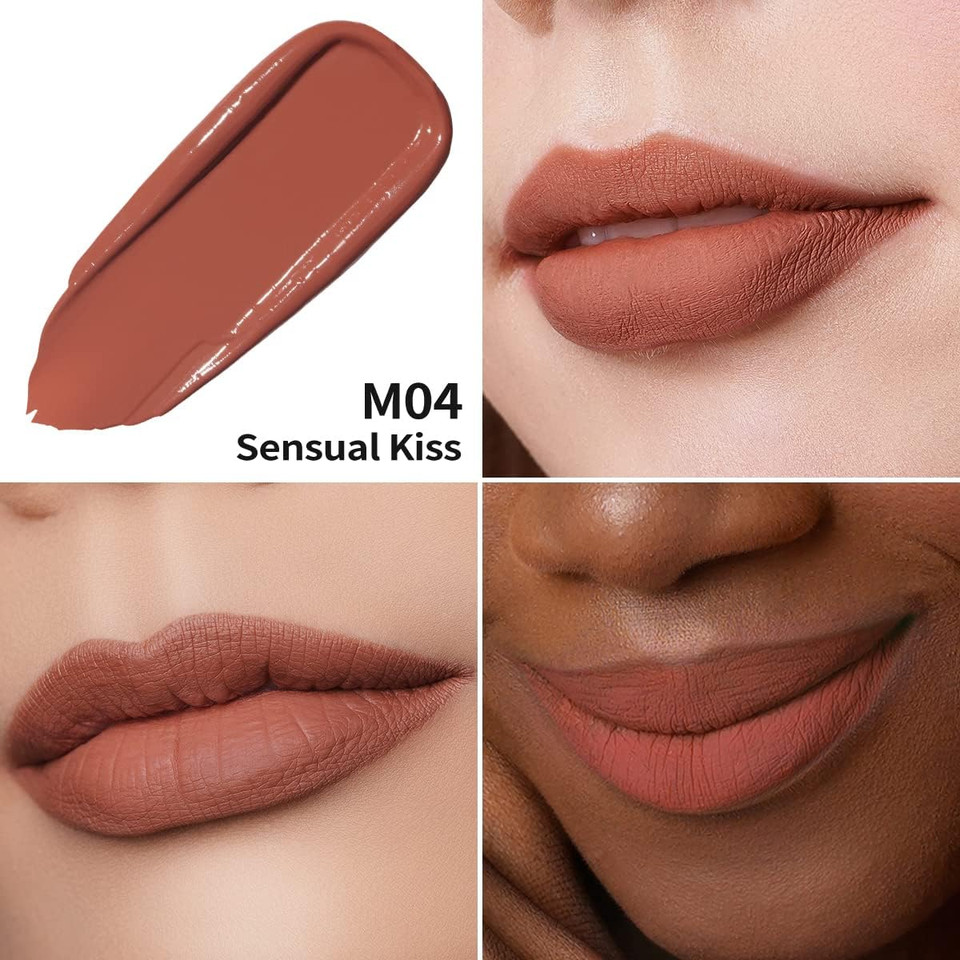 Oulac Matte Liquid Lipstick for Women, Brown Orange Tune Highly Pigmented Creamy Matte Lip Gloss,Rich Colour Formula with Vitamin E & Rose Oil, Waterproof, Long Lasting,Vegan (M04)