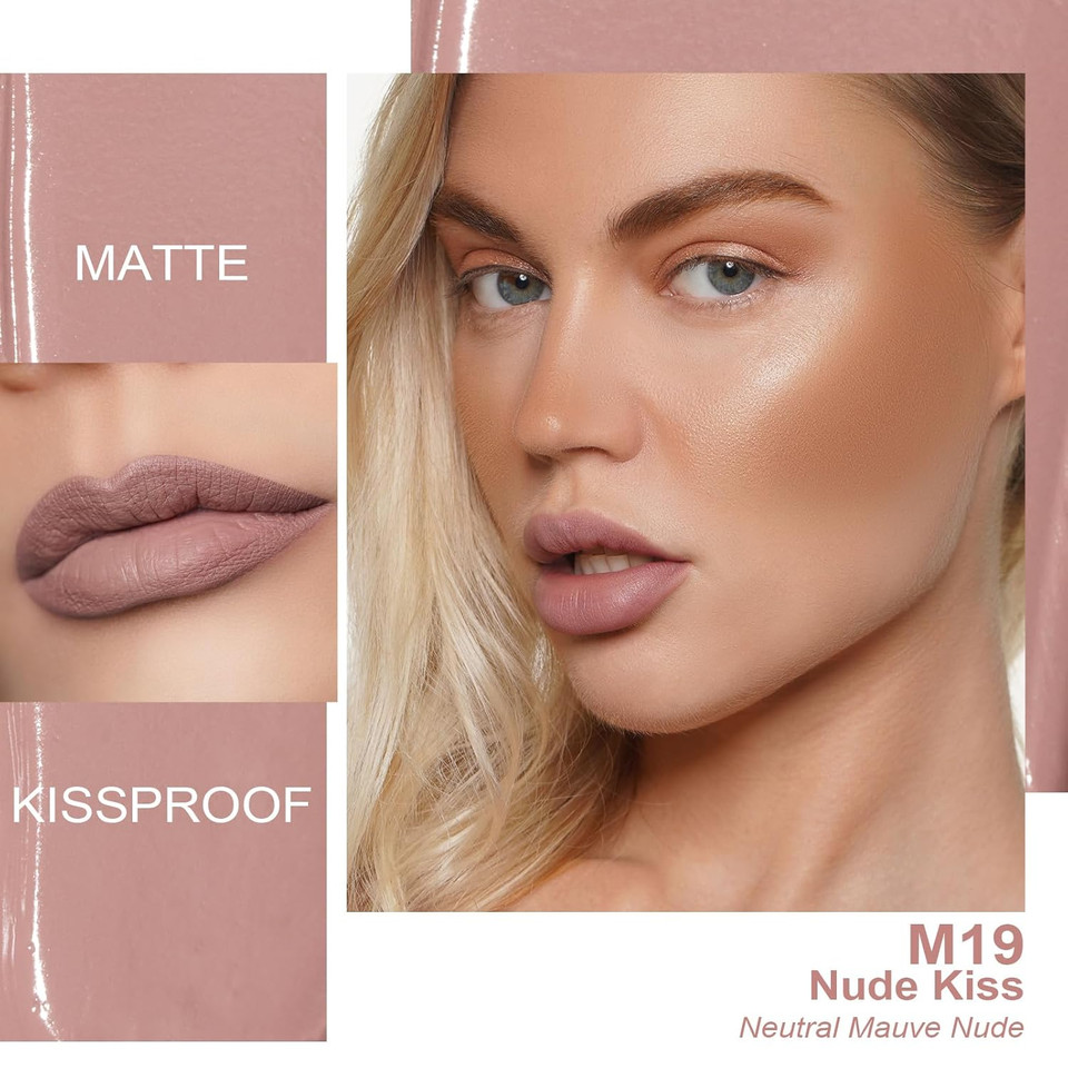 Oulac Matte Liquid Lipstick 2 Pcs Set, Long Lasting Lipstick Waterproof Lip Stain, No Transfer, Creamy High Pigmented Formula With Rose Oil, Vegan [M09+M25]