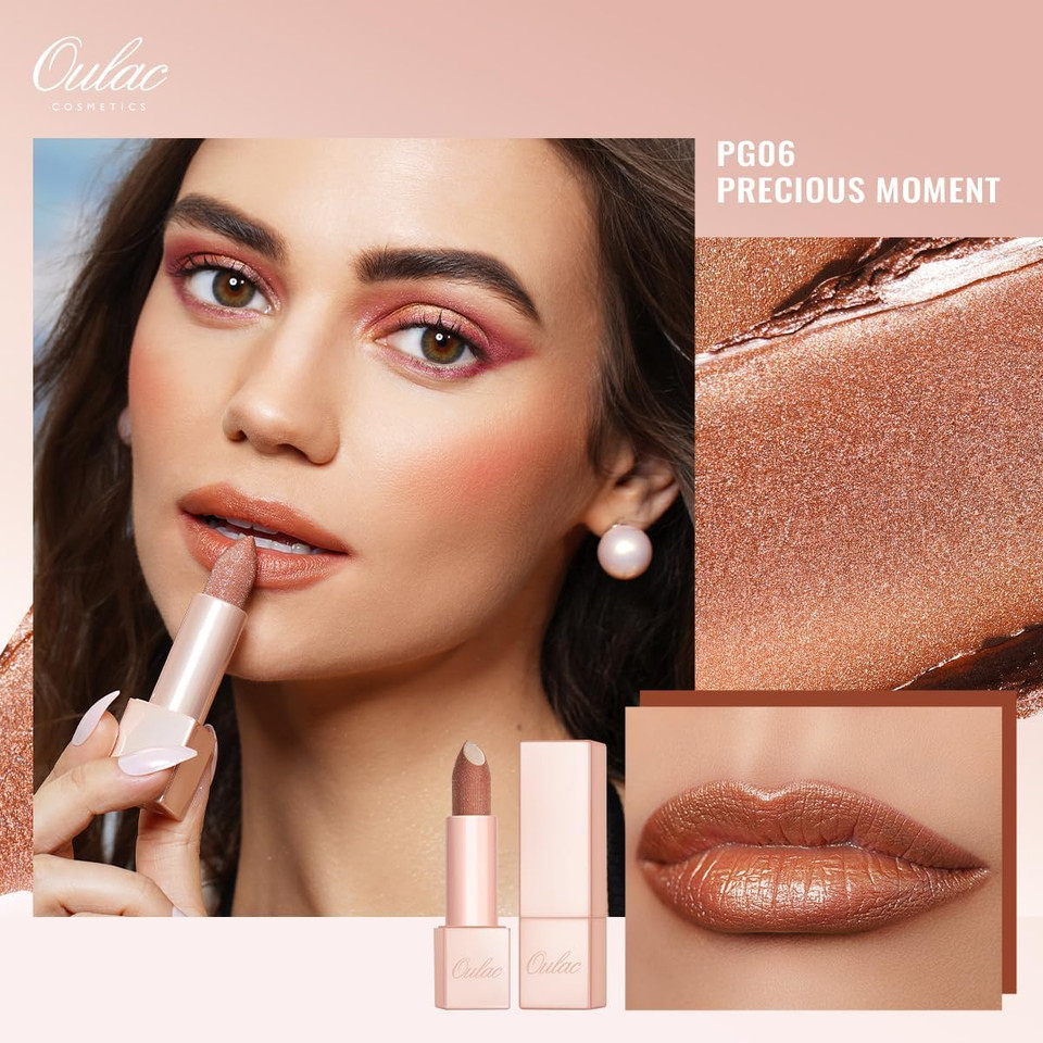 Oulac Infinity Moisture Lipstick - Pink Lip Blam for Extremely Dry, Cracked Lips, Diamond Shimmer & High Shine, Long-Lasting Hydration Lips, Vegan & Clean Beauty Formula, 4.5g (PG10) Pink Moon