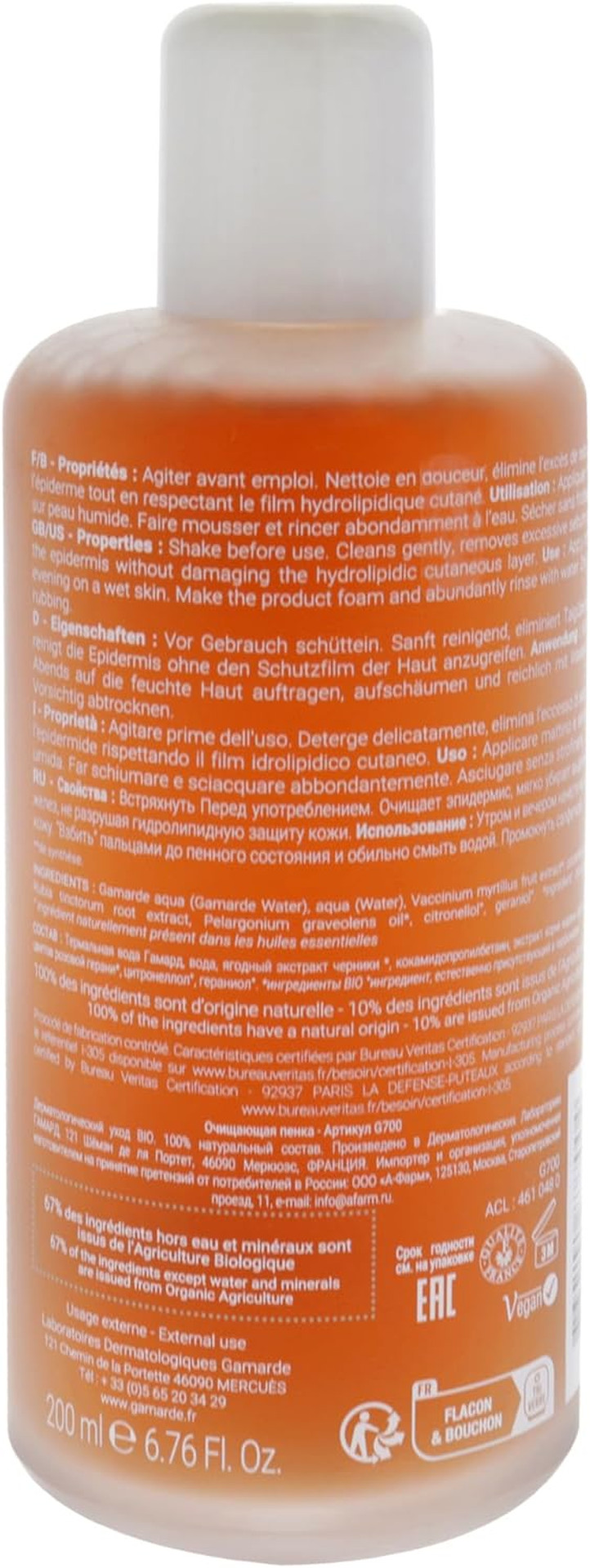 Purifying Foaming Water by Gamarde for Women - 6.76 oz Cleanser