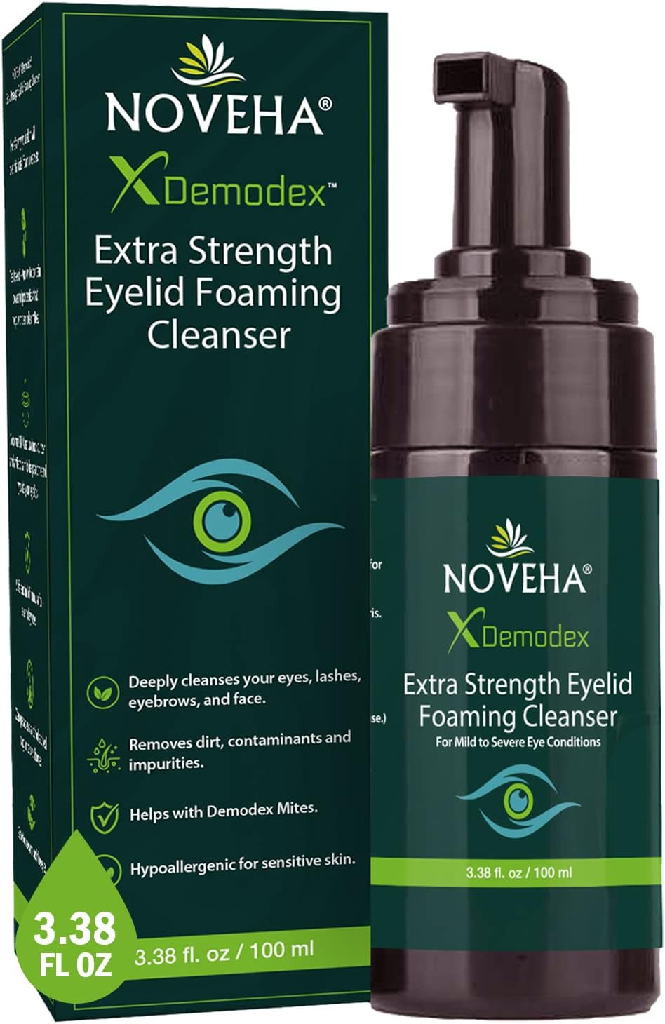 NOVEHA Demodex Extra Strength Foaming Cleanser, With Tea Tree Oil Extract 100 ml