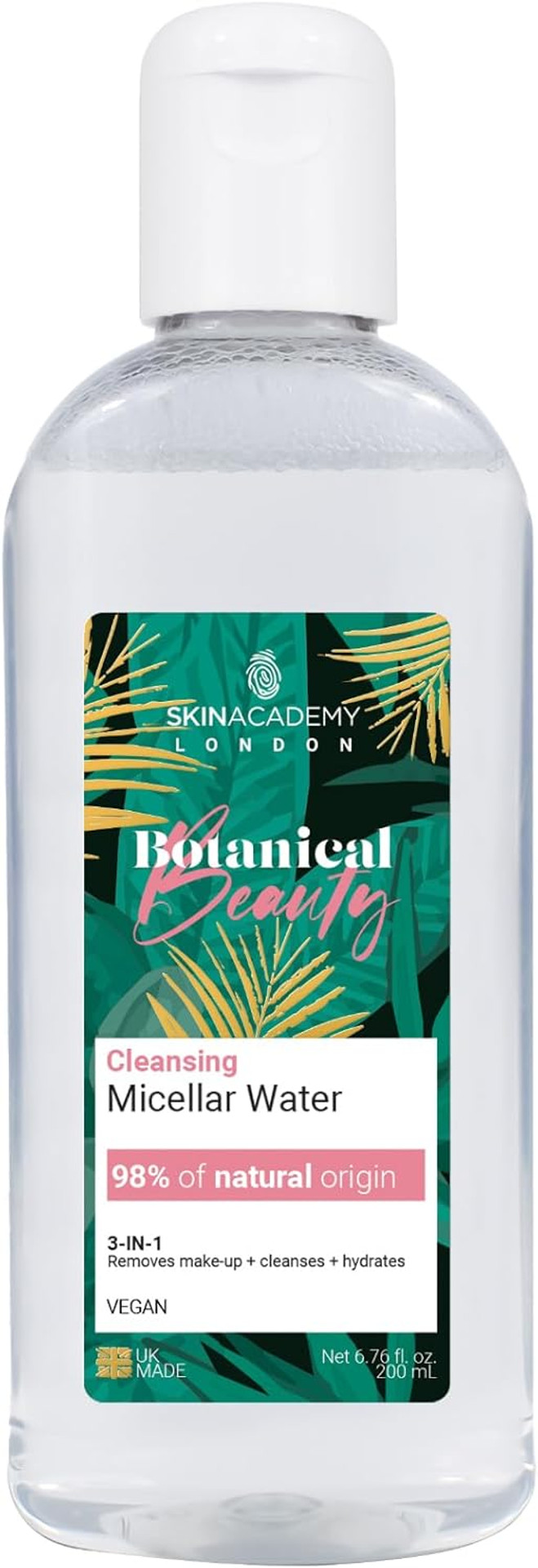 Skin Academy London | Botanical Beauty Micellar Cleansing Water | 98% Nature Derived | Vegan | 200ml Skin Academy London | Botanical Beauty Micellar Cleansing Water | 98% Nature Derived | Vegan | 200ml