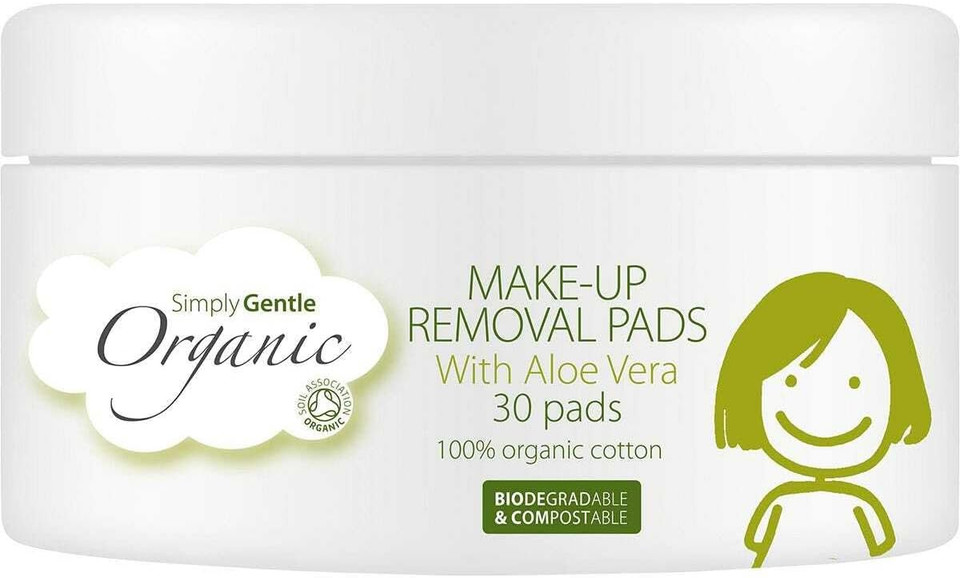 Simply Gentle Organic, Facial Cleansing Pads, with Aloe Vera - 100% Organic Cotton - Gently and Effectively Remove Makeup and Waterproof Eye Makeup - 30 Pieces Simply Gentle Organic, Facial Cleansing Pads, with Aloe Vera - 100% Organic Cotton - Gently and Effectively Remove Makeup and Waterproof Eye Makeup - 30 Pieces