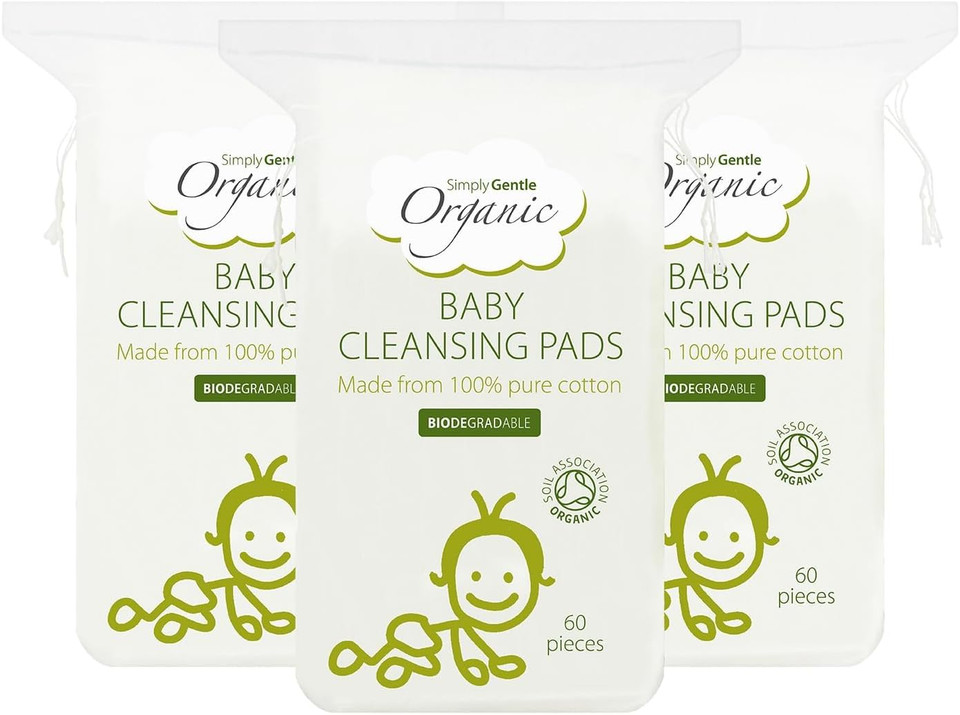 Simply Gentle Baby Cleansing Pads - Perfect for Sensitive Skin - Pure Cotton Pads for Newborn Baby - Free from Odours or Irritants - Rectangular Shaped Disposable Cotton Pads - 3 Packs of 60 Pads Simply Gentle Baby Cleansing Pads - Perfect for Sensitive Skin - Pure Cotton Pads for Newborn Baby - Free from Odours or Irritants - Rectangular Shaped Disposable Cotton Pads - 3 Packs of 60 Pads