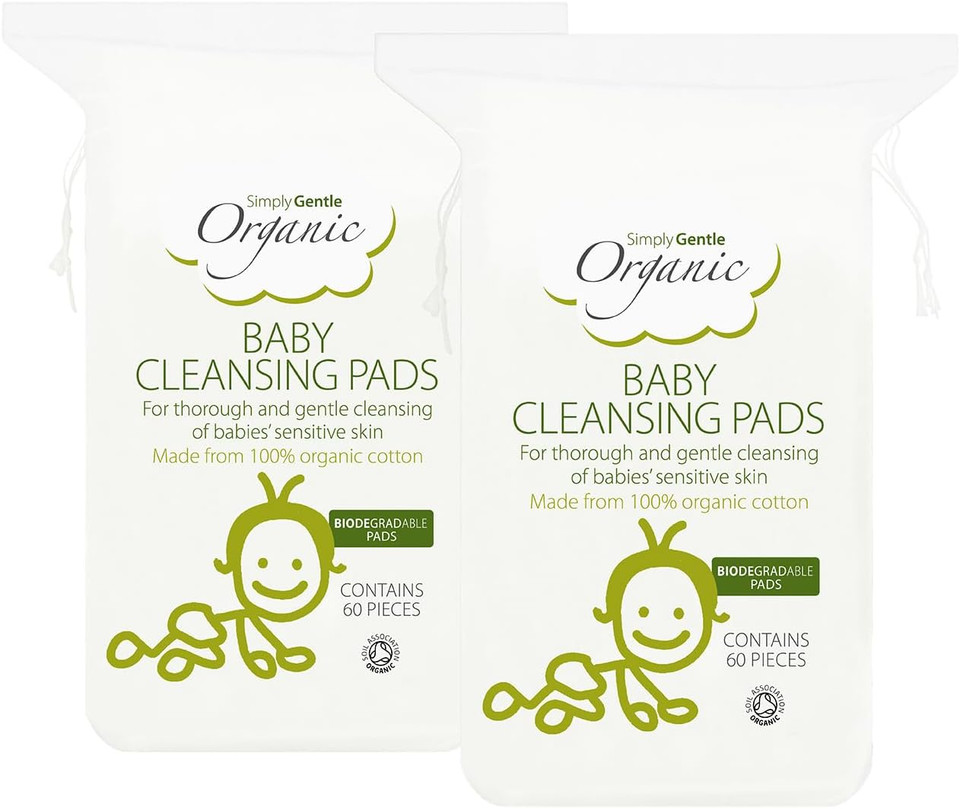 Simply Gentle Baby Cleansing Pads - Perfect for Sensitive Skin - Pure Cotton Pads for Newborn Baby - Free from Odours or Irritants - Rectangular Shaped Disposable Cotton Pads - 3 Packs of 60 Pads Simply Gentle Baby Cleansing Pads - Perfect for Sensitive Skin - Pure Cotton Pads for Newborn Baby - Free from Odours or Irritants - Rectangular Shaped Disposable Cotton Pads - 3 Packs of 60 Pads