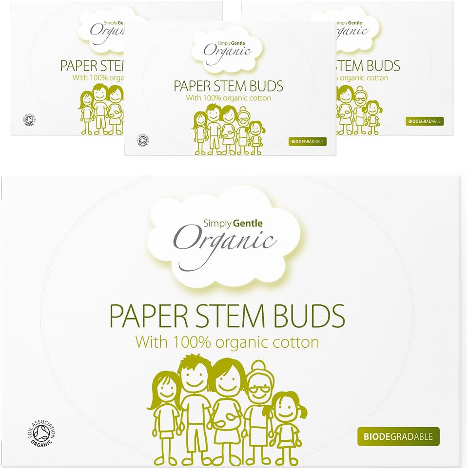 Simply Gentle Organic, Cotton Buds - 100% Organic Cotton & FSC Paper Stems - for Cleaning Delicate Areas around Eyes & Outer Ears - Eco Friendly & Biodegradable - 200 Buds (Pack of 3) Simply Gentle Organic, Cotton Buds - 100% Organic Cotton & FSC Paper Stems - for Cleaning Delicate Areas around Eyes & Outer Ears - Eco Friendly & Biodegradable - 200 Buds (Pack of 3)