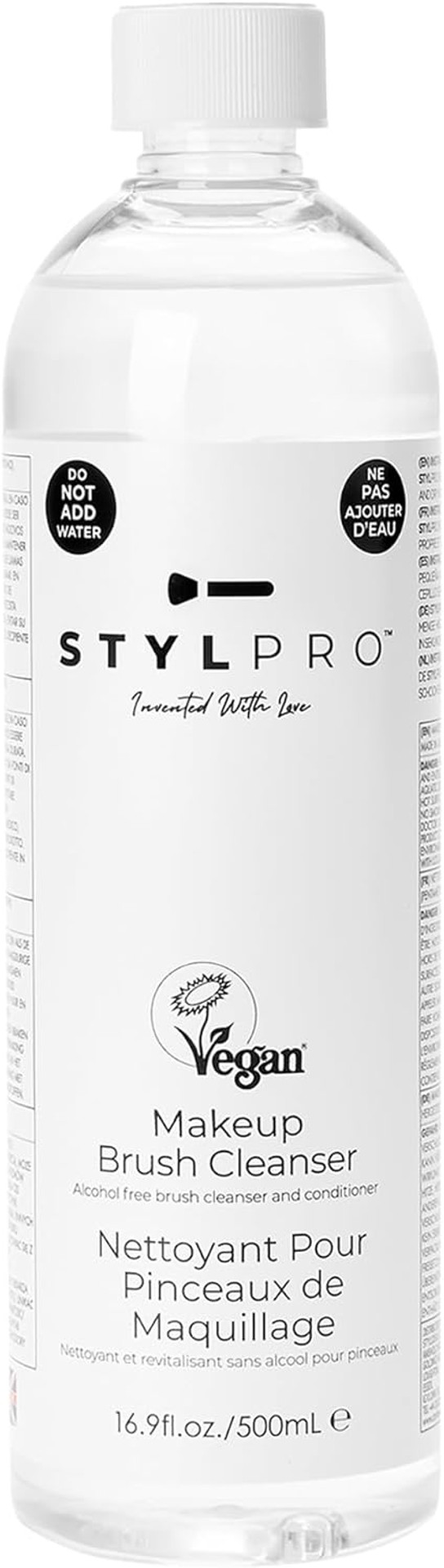 STYLPRO Makeup Brush Cleanser (2x 500ml bottles), Makeup Brush Cleaning Liquid to use with our Award Winning Makeup Brush Cleaner and Dryer Machine, Cleans Oily Makeup From Makeup Brushes