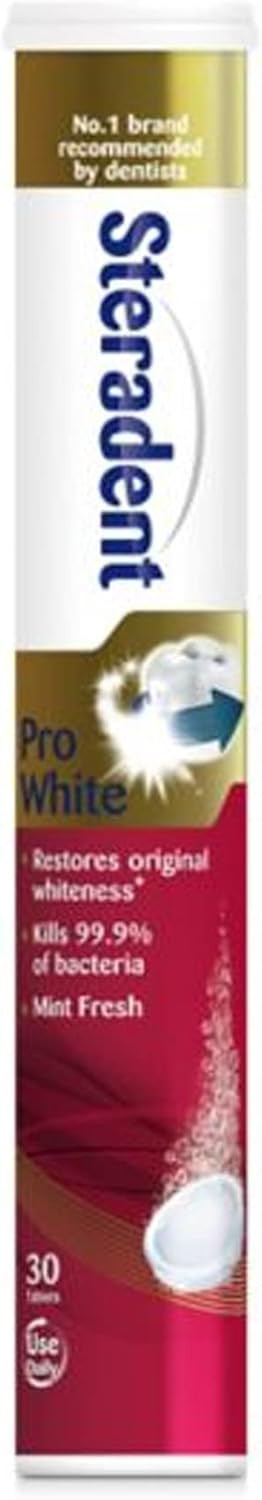 Steradent Pro White Daily Denture Cleaning Tablets, Pack 180 Tablets