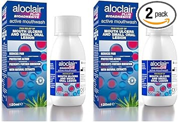 Aloclair Plus Bioadhesive Mouth Ulcer Treatment Mouthwash 120ml. Long lasting protection, up to10-Hour Protection, Soothes Mouth Ulcers & Oral Lesions, for Adults & Children 4 Years +