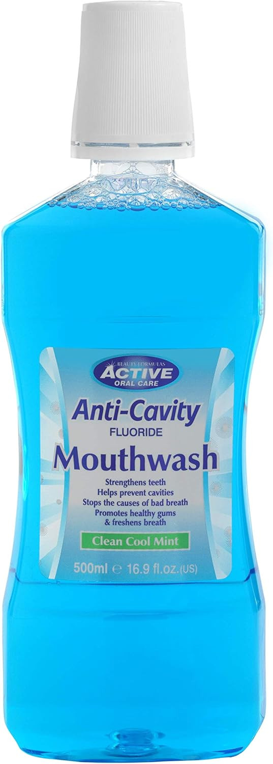 Beauty Formulas Active Oral Care Anti-Cavity Fluoride Mouthwash, Clean Cool Mint
