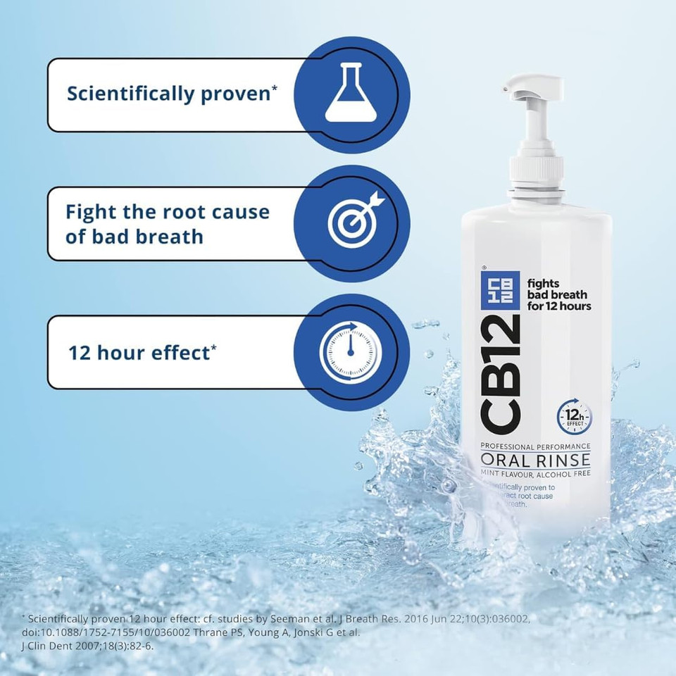 CB12 Mint Menthol Mouthwash, Enamel Strengthening, Pleasant Breath For 12 Hours, 1L