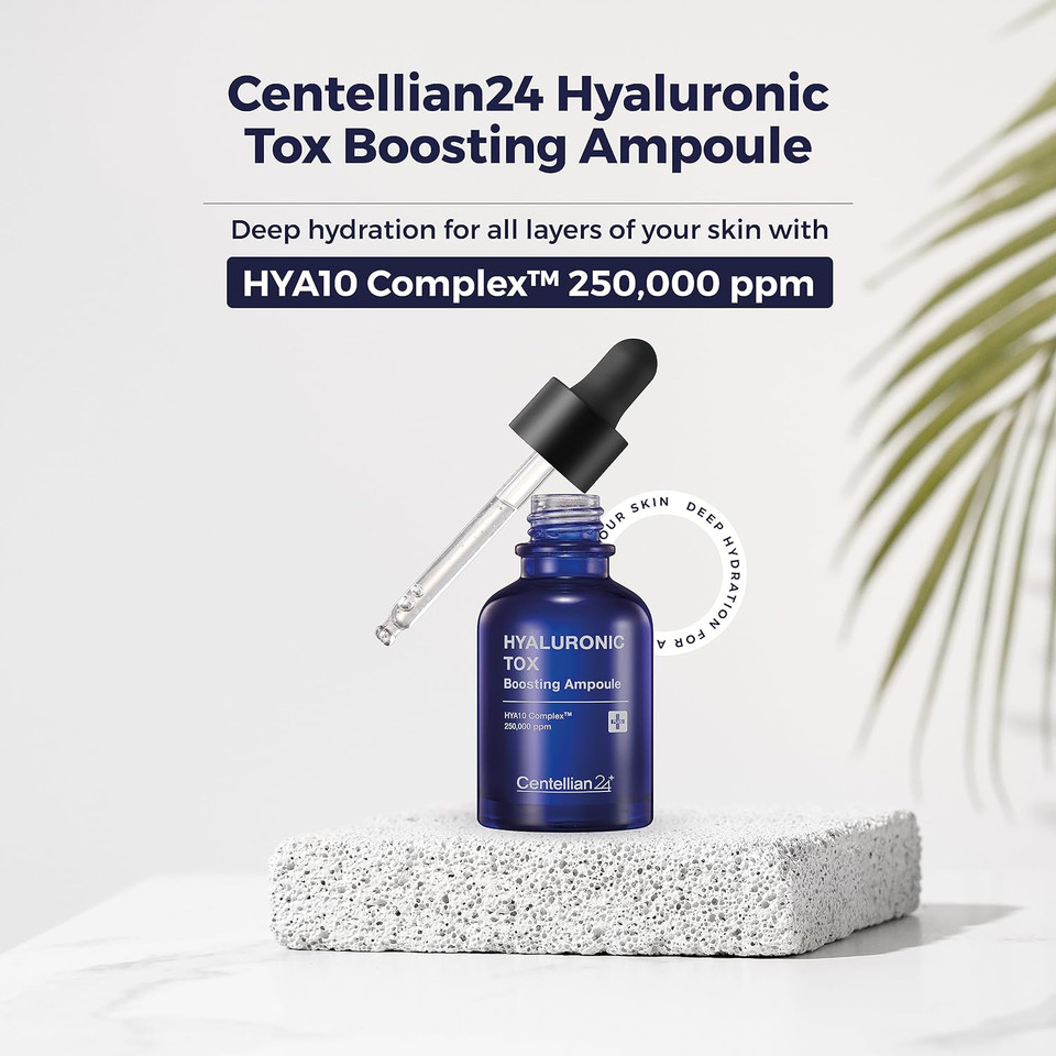 CENTELLIAN 24 Hyaluronic Tox Boosting Ampoule - Deep Moisturization & Hydration with Hyaluronic Acid 250,000 ppm & Panthenol (1.01 fl oz) by Dongkook Pharmaceutical