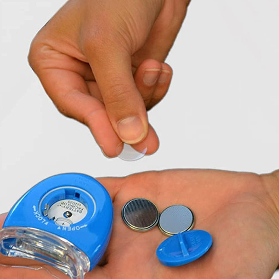 at-Home Teeth Whitening Light Accelerator with Matched Mouth Tray - Grinigh® - Powerful 5 LED Tubes for Teeth Whitening Treatment (Batteries Included)- Blue