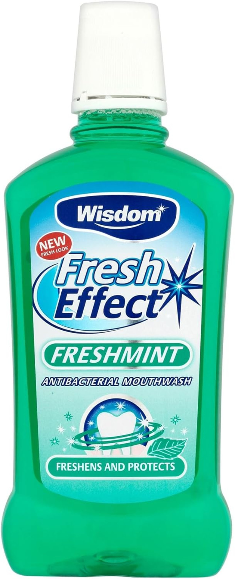 6 x Wisdom Fresh Effect Freshmint Antibacterial Mouthwash 500ml