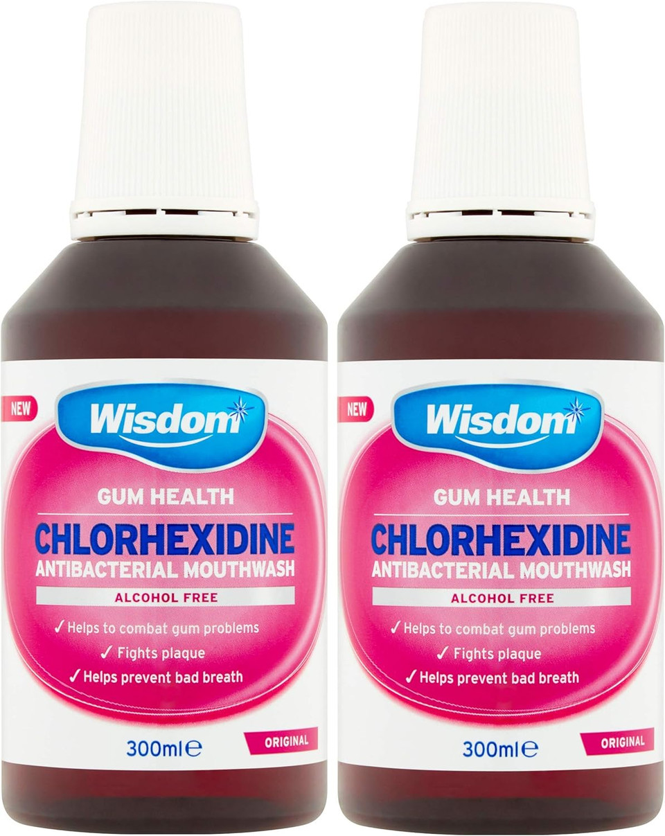 Wisdom Chlorhexidine Mouthwash - Original - Alcohol Free (2 x 300ml Bottles)