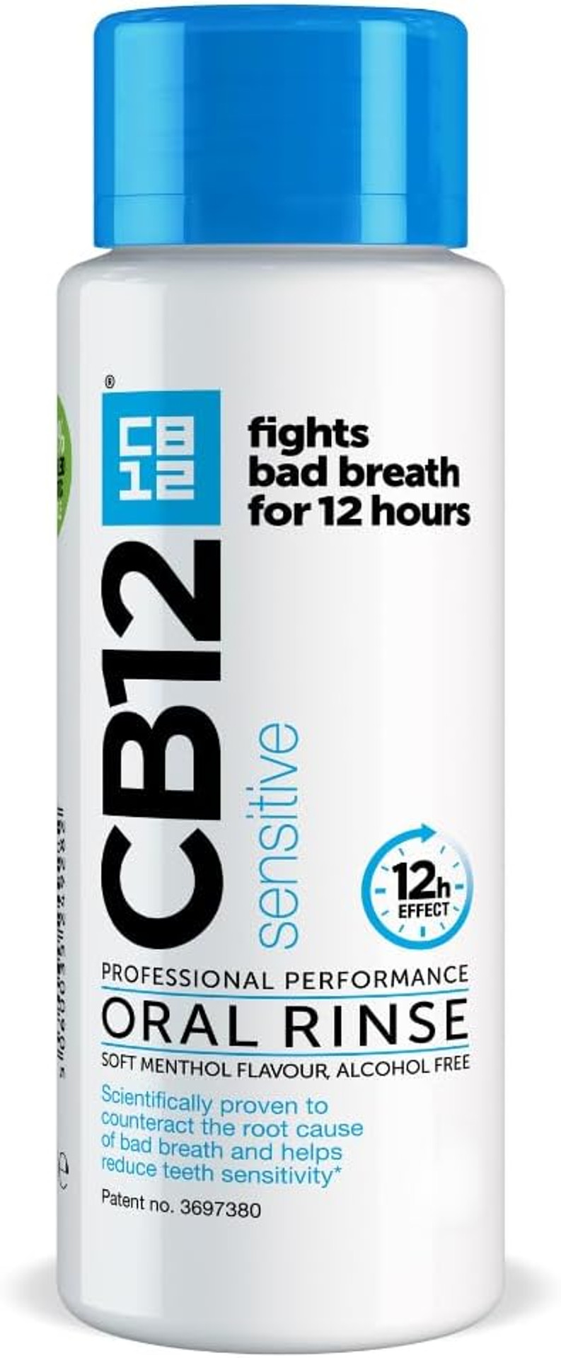 CB12 Sensitive: Fight Bad Breath for 12 Hours for Sensitive Teeth, Alcohol-Free, Soft Menthol Flavor, 250 ml CB12 Sensitive: Fight Bad Breath for 12 Hours for Sensitive Teeth, Alcohol-Free, Soft Menthol Flavor, 250 ml