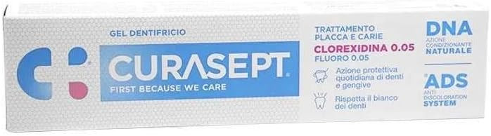 Curasept Gel Dentifricio Clorexidina 0.05 con ADS e Fluoro Placche e Carie, 75ml