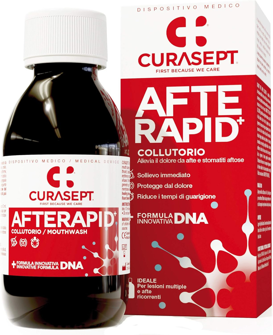 Curasept Afte Rapid Collutorio Afte Ricorrenti Formula Innovativa DNA, 125ml