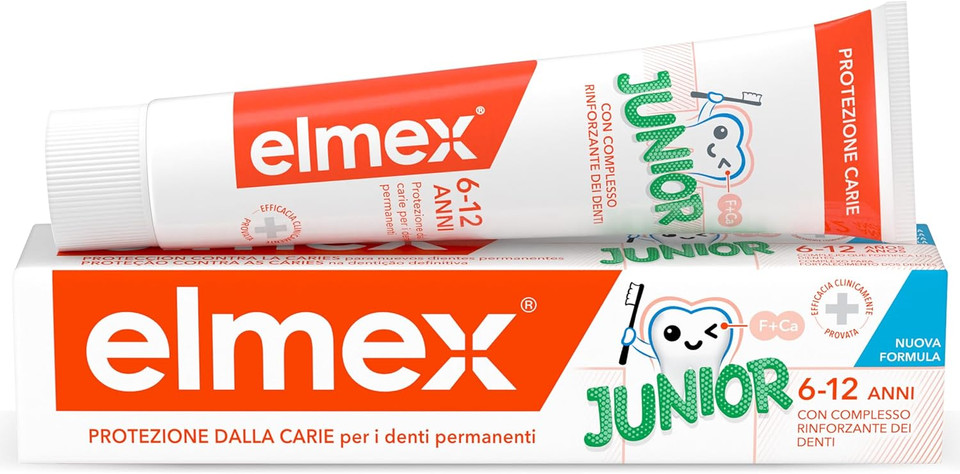 ELMEX Dentifricio Junior Protezione Carie per i Denti dei Bimbi, 75 ml, 228 ml