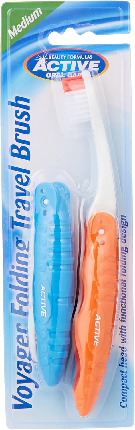 Beauty Formulas Active Oral Care Voyager Folding Travel Toothbrush 2-Pieces, Assorted, Random