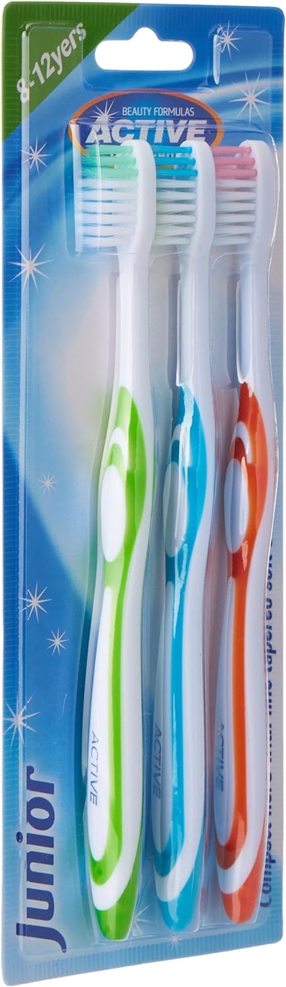 Beauty Formulas Active Oral Care Junior Toothbrush 3-Pieces, Assorted