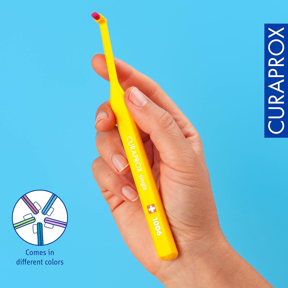 Curaprox CS 1006 Single-Tuft Toothbrush  Precision Gumline Cleaning  Perfect for Braces, Implants & Solo Technique  Gentle Curen® Filaments for Pro-Level Oral Care